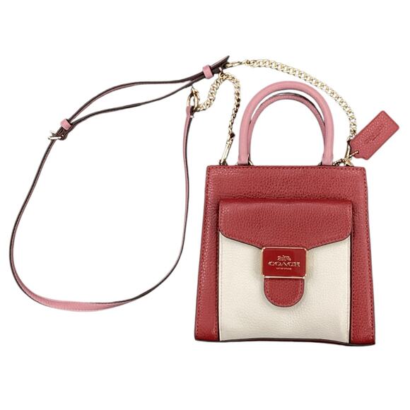 NWOT Coach Mini Pepper Crossbody in Colorblock in Red and Pink #C6994 - Picture 5 of 5